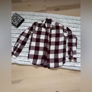 Abercrombie & Fitch Maroon and White Checkered Shirt